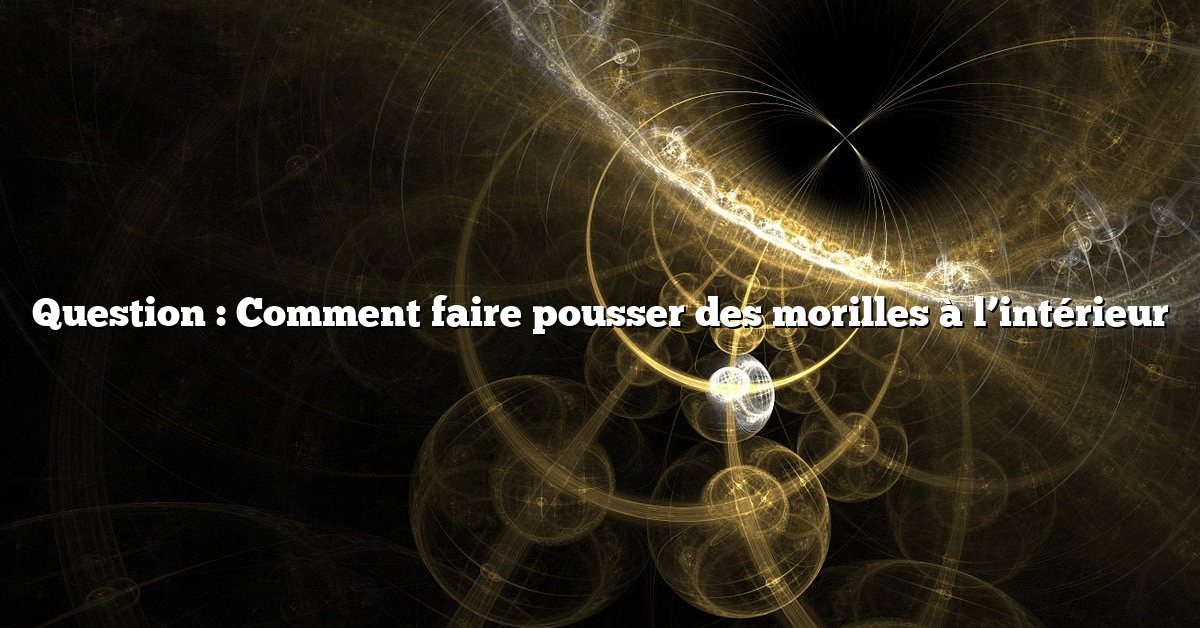 Question : Comment faire pousser des morilles à l’intérieur